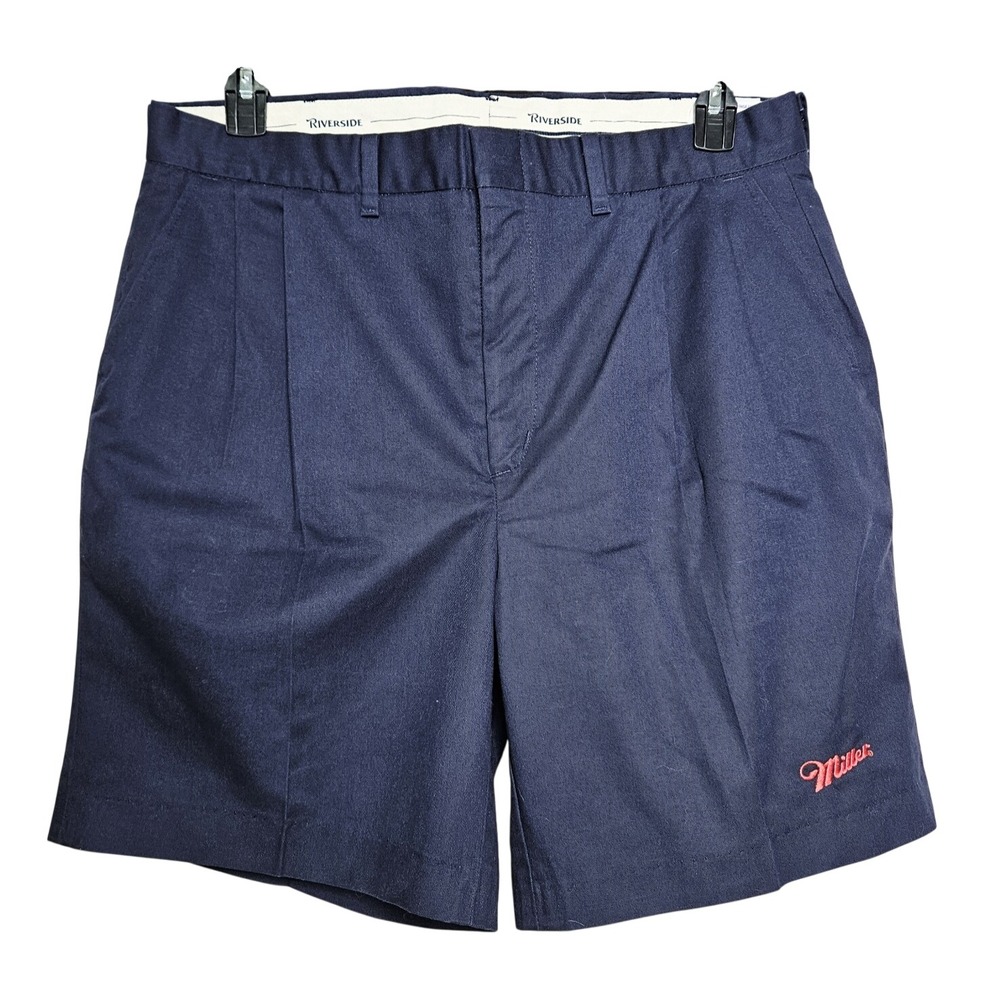 Miller Beer Men's Navy Blue Shorts Size 35‎ Pockets Pleated Delivery Distributer